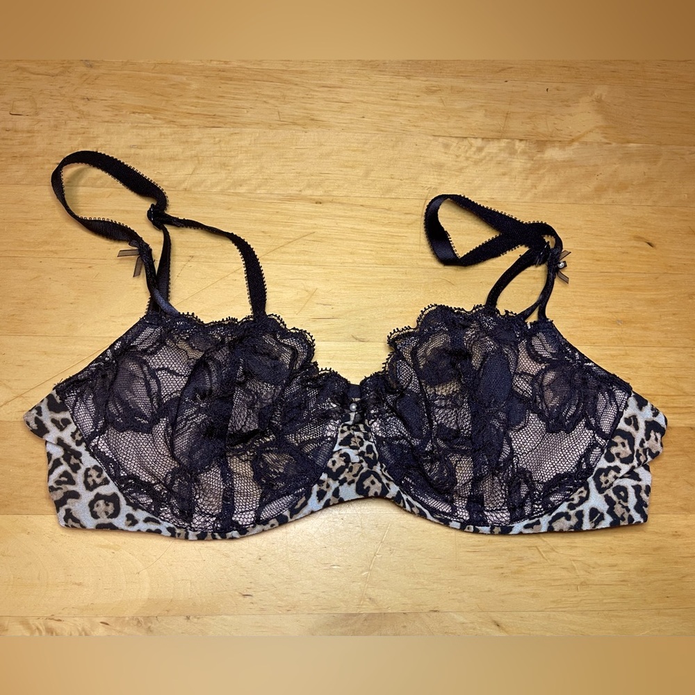 2011 Victoria’s Secret Unlined Demi Bra Black/Leopard Sz 34B